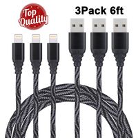 iPhone Charger,Lightning Cable 6FT Premium Nylon Braided Charging Cord Compatible with iPhone X/8 Plus/8/7 Plus/7/6s Plus/6s/6 Plus/6/5s/5/5c/SE/iPad/iPod and More-Black
