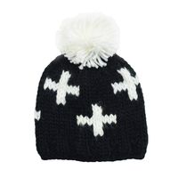 Miko Swiss Cross Hand Knit Hat (X-Small 3-12 Months, Black)