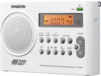 Sangean Weather Alert Portable Digital AM/FM Radio with Built-in Speaker Plus 6ft Aux Cable to Connect Any iPod, iPhone or Mp3 Digital Audio Player