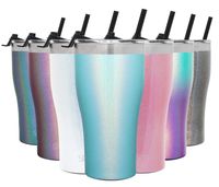 Simple Modern 22oz Slim Cruiser Tumbler with Straw & Closing Lid Travel Mug - Gift Double Wall Vacuum Insulated - 18/8 Stainless Steel Water Bottle Shimmer: Aqua Aura