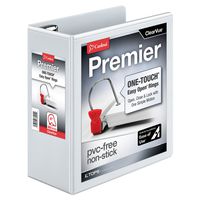 Cardinal Premier Easy Open 3-Ring Binder, 4", ONE-Touch Easy Open Locking Slant-D Rings, 880-Sheet Capacity, ClearVue Cover, PVC-Free, White (10340CB)