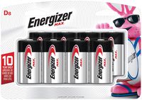 Energizer D Batteries Max Alkaline D Cell Size, 8 Count
