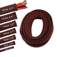 30ft PET Expandable Sleeving Flexo Wire Cable Sleeve (1/6", Red&Black)