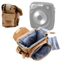 DURAGADGET Light Brown Medium Sized Canvas Carry Bag with Multiple Pockets & Customizable Interior - Suitable for use with Fujifilm Instax Square SQ10 & Fujifilm Instax Square SQ6