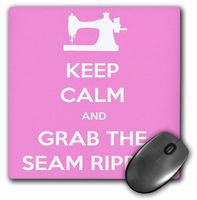 3dRose LLC 8 x 8 x 0.25 Inches Mouse Pad, Keep Calm and Grab The Seam Ripper. Pink and White. - (mp_172002_1)
