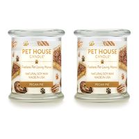 One Fur All 100% Natural Soy Wax Candle, 20 Fragrances - Pet Odor Eliminator, Up to 60 Hours Burn Time, Non-Toxic, Reusable Glass Jar Scented Candles - Pet House Candle, Pecan Pie - Pack of 2