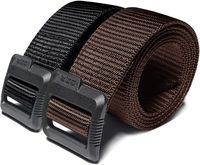 CQR Tactical (2-Pack) Belt Assurance Nylon Webbing EDC Duty 1.5 inches Belt, 2pack Flip Tab(mzt21) - Black/Brown, M(w32-34)