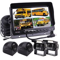 Camnex Car Rear View Camera System 9" TFT LCD Monitor With Quad Split Screen Rear View Camera Monitor Kit for Truck Van Caravan Trailers Camper Bus RV Combine Harvester