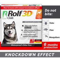 Rolf Club 3D FLEA Collar for Dogs - Flea and Tick Prevention for Dogs - Dog Flea and Tick Control for 6 Months - Safe Tick Repellent - Waterproof Tick Treatment (Up to 65LB)