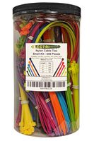 Electriduct Nylon Cable Tie Kit - 650 Zip Ties - Multi Color (Blue, Red, Green, Yellow, Fuchsia, Orange, Gray, Purple) - Assorted Lengths 4", 6", 8", 11"