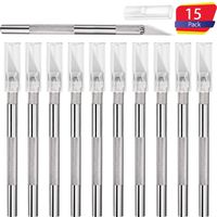 Mudder 15 Packs Hobby Knife Precision Knife Set, Stainless Steel Precision Cutter Refill Craft Knife for Phone Repair, Art, Hobby, Scrapbooking, Stencil (Silver)