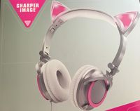 Magical Fun Ear Headphones Light Up Glowing Ears Kitty Cat Enhanced Musical Sound Style! (Pink)