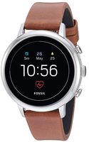 Fossil Women's Gen 4 Venture HR Heart Rate Stainless Steel and Leather Touchscreen Smartwatch, Color: Silver, Brown (Model: FTW6014)