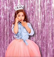 Baby Light Pink Metallic Foil Fringe Curtain 3 x 8 Feet Tinsel Pack of 1 Photo Booth Props Backdrop Decorations for Sweet 16 Party Baby Shower Birthday Engagement Graduation Party Supplies