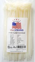 Cable Ties. Standard Duty 7.6 Inch Premium Nylon Wire Management Zip-Ties. 50 LB Tensile Strength USA Strong Cable Ties (100 Pack, Natural White)
