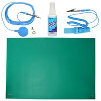 ESD High Temperature Mat Kit | 16" x 24" | Emerald Green | with (1) ESD Wrist Strap, (1) ESD Grounding Cord, (1) Bottle of Mat Cleaner