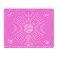 Silicone Baking Mat for Rolling Pastry Dough with Measurements, 25.6 x 17.7 BPA Free Non stick and Non Slip Pink Table Sheet Baking Supplies for Bake Pizza Cake