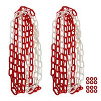 NKTM 2 Pack Plastic Chain, 20 Feet Commercial Safety Barrier for Traffic, Crowd Control, Queue Line - White and Red