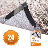 ZAMAT 24Pcs Anti Slip Rug Gripper For Hardwood Floor And Others, Ultra Sticky Carpet Gripper For Area Rugs, Reusable No Curling Rug Tape to Fix Rugs & Flat Corners, Double Sided Rug Pad With No Stain
