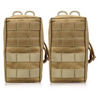 AMYIPO MOLLE Pouch Multi-Purpose Compact Tactical Waist Bags Small Utility Pouch (Khaki (8" x 4.5" Pouch - 2PCS))