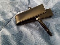 Luxurious Black Hand Made Genuine Calfskin Leather Pen Case