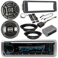 Select 1996-13/2006-13 Harley Davidson Touring Radio Package - Kenwood Digital Media Radio, 2X Polk 6.5" Marine Speakers, Dash Radio Install Kit, Speaker Adapters, Thumb Control Module, Antenna