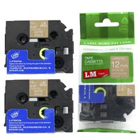 LM Tapes - 2/Pack Premium 1/2" White Print on Satin Gold Label Compatible with P-Touch TZe-MQ835 Tape and Comes with a Great Tape Color/Size Guide for Easy reordering.