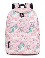 H HIKKER-LINK Unicorn Pattern Backpack Laptop Bag School Bookbag Daypack Pink