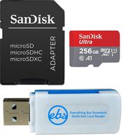 SanDisk 256GB SDXC Micro Ultra Memory Card Bundle Works with Samsung Galaxy A10, A20, A70 Cell Phone Class 10 (SDSQUAR-256G-GN6MA) Plus (1) Everything But Stromboli (TM) MicroSD and SD Card Reader