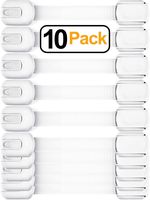 Baby Safety Cabinet Locks - Value Pack (10 Straps) to Baby Proof Cabinets, Drawers, Toilet, Fridge & More - Easy to Use & Easy to Install Child Safety Locks with 3m Adhesive - No Tools Needed (White)
