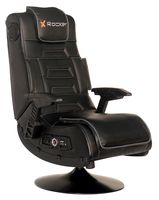 X Rocker Pro Series 2.1 Vibrating Black Leather Foldable Video Gaming Chair with Pedestal Base and Headrest for Adult, Teen, and Kid Gamers - High Tech Audio and Wireless Capacity - Ergonomic Back Support