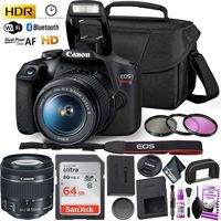 Canon Rebel T7 DSLR Camera with 18-55mm DC III Lens Kit and Sandisk 64GB Ultra Speed Memory Card, Creative Lens Filters, Carrying Case | Limited Edition Bundle