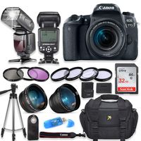 Canon EOS 77D Digital SLR Camera with Canon EF-S 18-55mm f/4-5.6 is STM Lens + High Speed Electronic Flash + Sandisk 32GB SDHC Memory Card, Camera Bag, Macros and Accessory Bundle