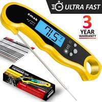 Smak Instant Read Meat Thermometer - Waterproof Kitchen Food Cooking Thermometer with Backlight LCD - Best Super Fast Electric Meat Thermometer Probe for BBQ Grilling Smoker Baking Turkey (Mango)