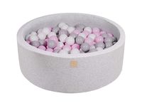 MEOWBABY 35 x 11.5 in /200 Balls Included ∅ 2.75in Foam Ball Pit for Baby Kids Soft Round Ball Pool Children Toddler Playpen Made in EU Light Grey: Pastel Pink/Grey/White