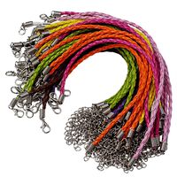 50pcs Bracelet Making Cord, Lystaii Multi Color Leather Plaited Bracelet Cords Ropes Charms with Lobster Claw Clasp for Bracelets Jewelry Making DIY Handicrafts 9.25inch Braided Ropes for Wrist
