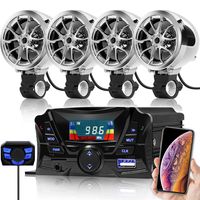 GoHawk TS3-Q Gen.2 Motorcycle Weatherproof Bluetooth Speakers 7/8-1 in. Handlebar Mount MP3 Music Player Sound Audio Stereo Amplifier System ATV UTV w/AUX in, USB, Micro SD, FM Radio, 4-Speaker