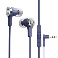 MuveAcoustics Drive Wired in-Ear Earbud Headphones - Noise Cancelling Premium Stereo Headphone Earbuds w/Mic, Ergonomic fit for Men & Women, Blue
