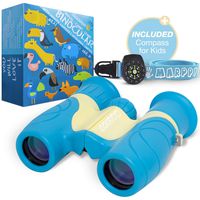 Binoculars for Kids High Resolution 8x21 - Real Optics Compact Kids Binoculars for Bird Watching Set, Camping Gear, Outdoor Games - Gift Toys for Boys and Girls Age 3 + B0NUS Compass for Kids