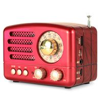 PRUNUS M-160BT Retro Bluetooth Speaker, Portable AM FM Shortwave Rechargeable Radio, Supports TF Card/Aux/USB MP3 Player, by PRUNUS(Red)