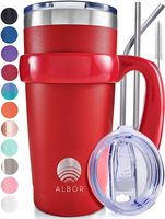 Albor Triple Insulated Stainless Steel Tumbler 20 oz Scarlet Coffee Travel Mug With Handle