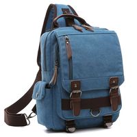 Unisex Lightweight Multi Pockets Canvas Small Day Bag School Backpack Vintage Travel Hiking Rucksack for Men/Women Daypack