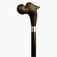 Cane Bull Dog Head\Glass Eye Black With Brown Handle  -Affordable Gift! Item #DHAR-9130500