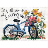 DIMENSIONS 'The Journey' Bicycle Counted Cross Stitch Kit, 14 Count White Aida, 7" x 5"