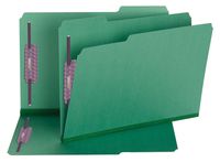 Smead Pressboard Fastener File Folder with SafeSHIELD Fasteners, 2 Fasteners, 1/3-Cut Tab, 2" Expansion, Legal Size, Green, 25 per Box (19938)