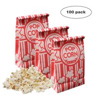 Keriqi Popcorn Bags, 2 oz Flat Bottom Paper Popcorn Bags for Family Movie Night Baseball Themed Carnival Birthday Party 100 Pcs