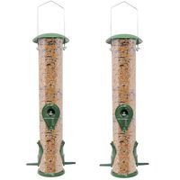 GrayBunny GB-6847E Classic Metal Tube Feeder, 2-Pack, Premium Metal Outdoor Birdfeeder With Steel Perches & Steel Hanger, Solid Hard Tube, Chew-Proof & Lasts A Lifetime, Weatherproof & Water Resistant