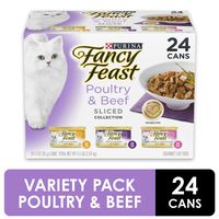 Purina Fancy Feast Gravy Wet Cat Food Variety Pack, Poultry & Beef Sliced Collection - (24) 3 oz. Cans