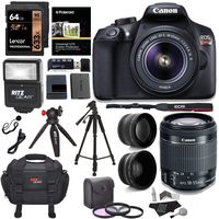Canon EOS Rebel T6 Digital SLR Camera Kit with EF-S 18-55mm f/3.5-5.6 IS II Lens + Polaroid .43x Super Wide Angle & 2.2X HD Telephoto Lens + 50" & 8" Polaroid Tripods + Memory Cards + Accessory Bundle