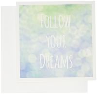 3dRose Follow your dreams - pretty magical bokeh - inspiring motivational saying - Greeting Cards, 6 x 6 inches, set of 6 (gc_151349_1)